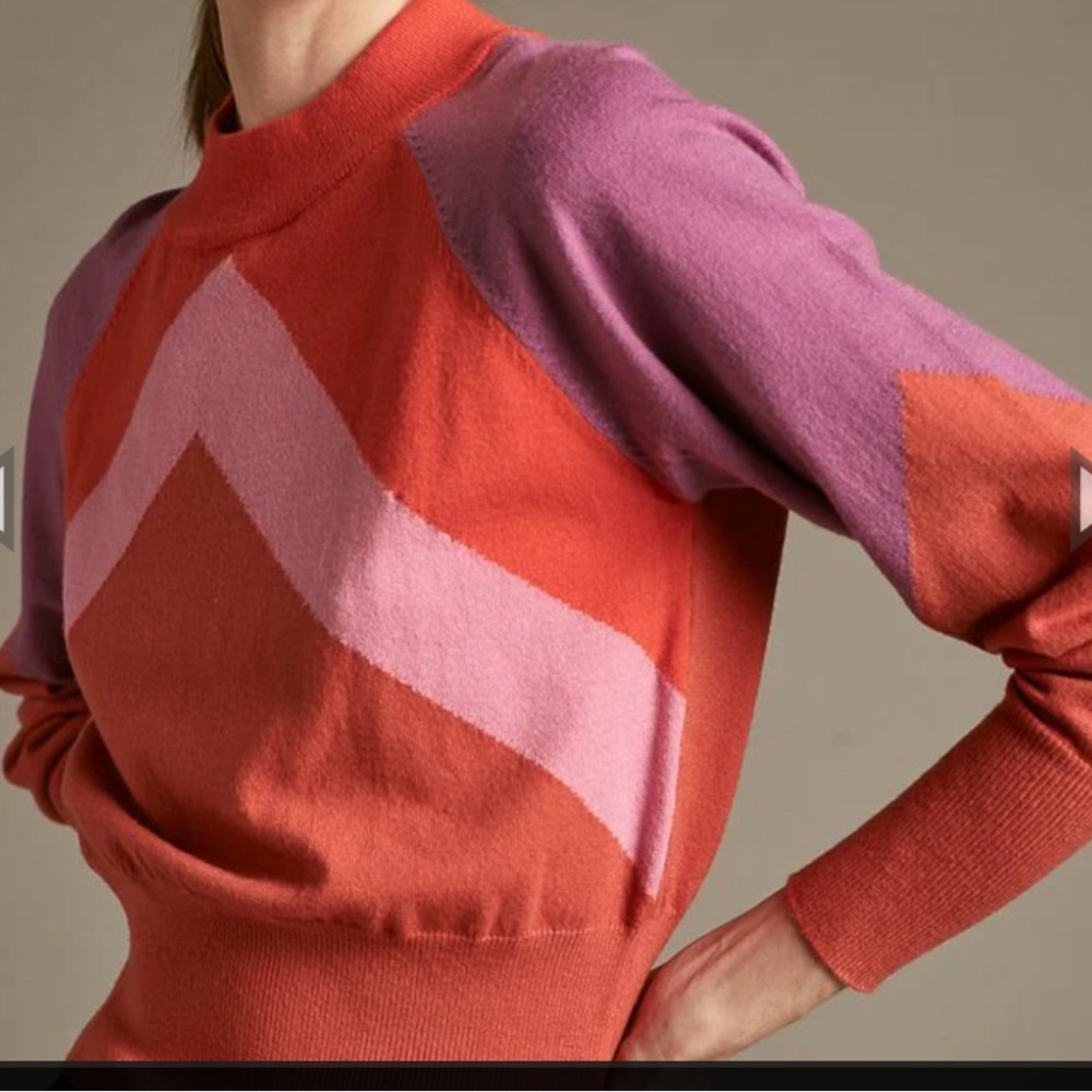 Deluc Lazlo Mock Neck Color Block Knit Long Sleeve Sweater Women Size M Knit
